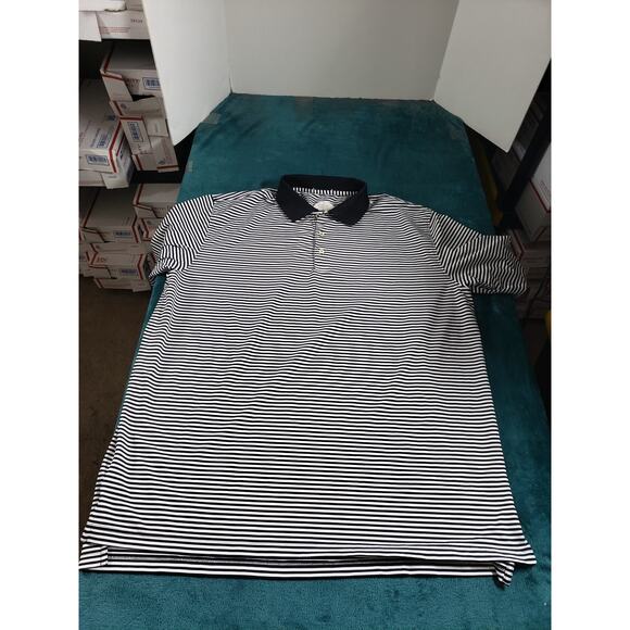 Peter Millar Shirt Size 2XL XXL Mens Black Striped Polo Golf Preppy Performance - Picture 1 of 8